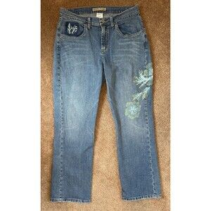 Vintage Z. Cavaricci size 12 Embroidered Floral Jeans Stretch Straight Leg